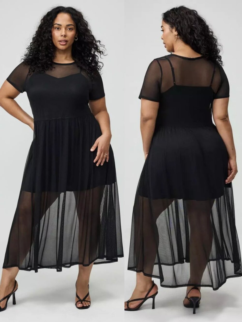 NWT Torrid 1 Black Relaxed Tea Length Mesh T-Shirt Dress 1X 14 16